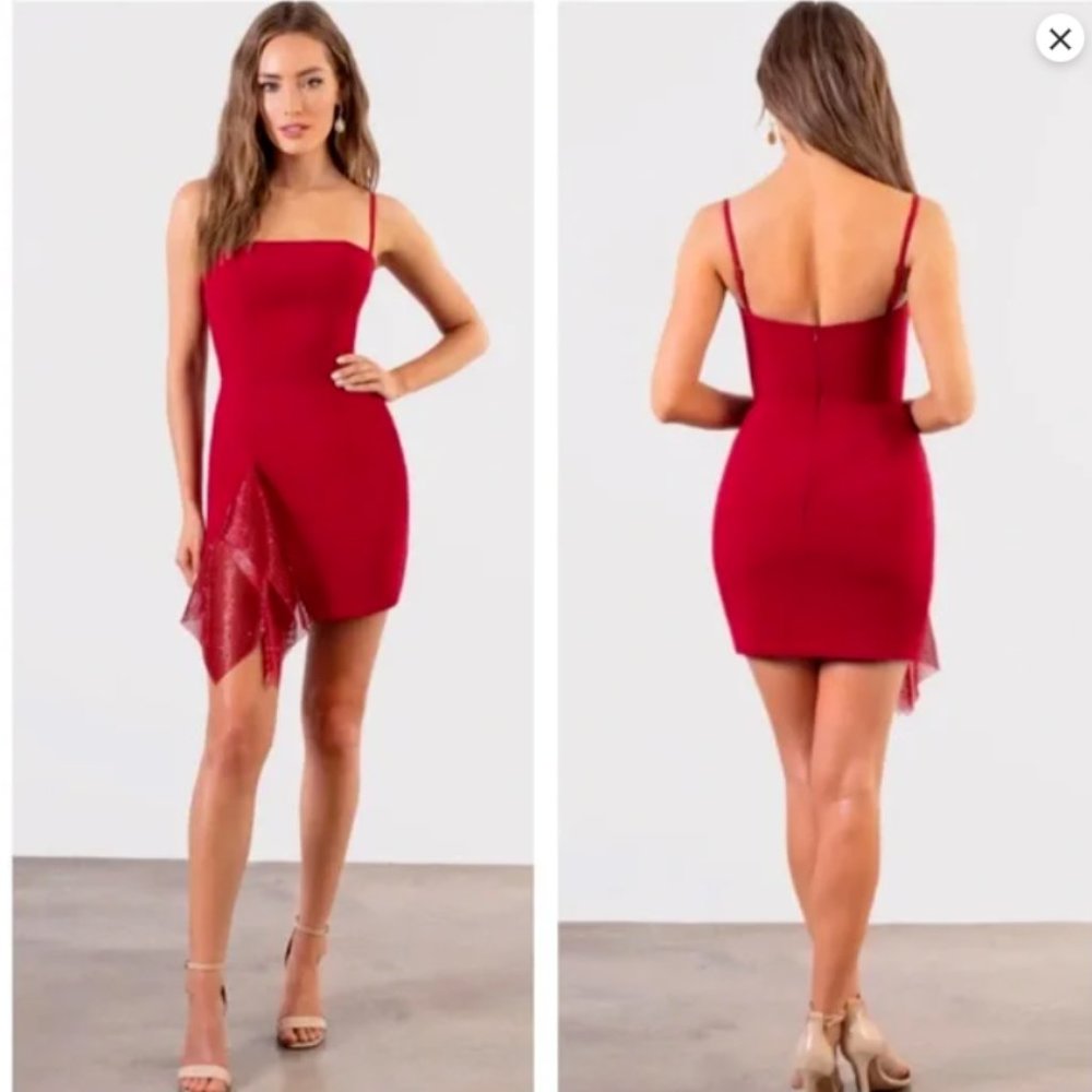 HELSI SAM CHAIN MAIL DETAIL RED MINI DRESS sz S